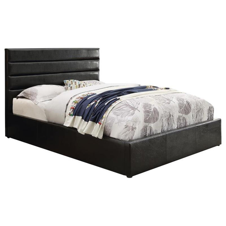 Riverbend Queen Upholstered Storage Bed Black (300469Q)