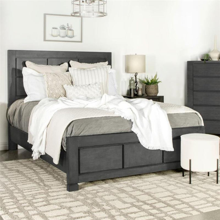 Lorenzo Rectangular Panel Bed Dark Grey (224261KE)