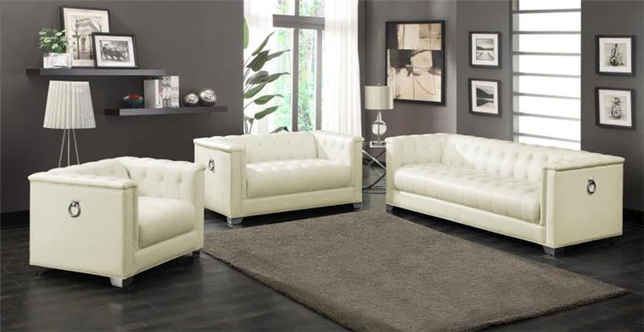 Chaviano 3-piece Upholstered Tufted Sofa Set Pearl White (505391-S3)