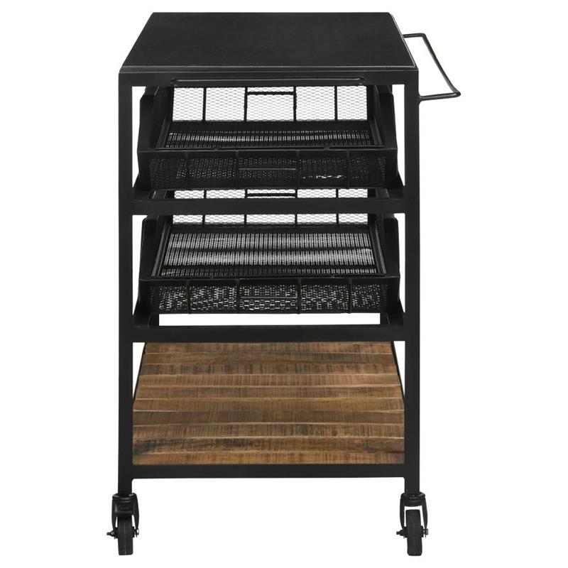 Evander Accent Storage Cart with Casters Natural and Black (953504)