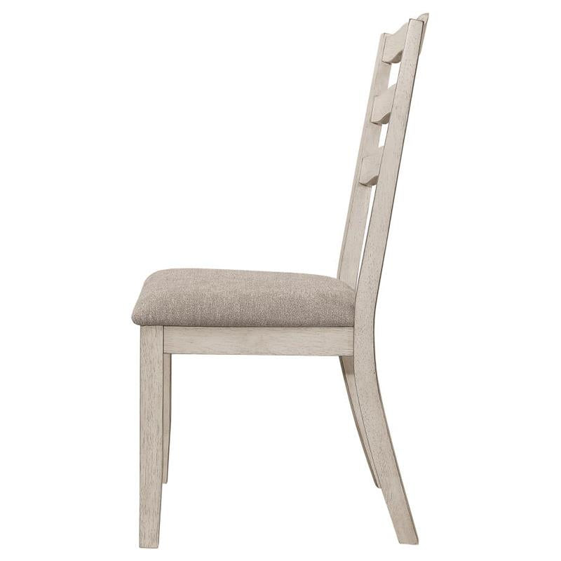 Ronnie Ladder Back Padded Seat Dining Side Chair Khaki and Rustic Cream (Set of 2) (108052)