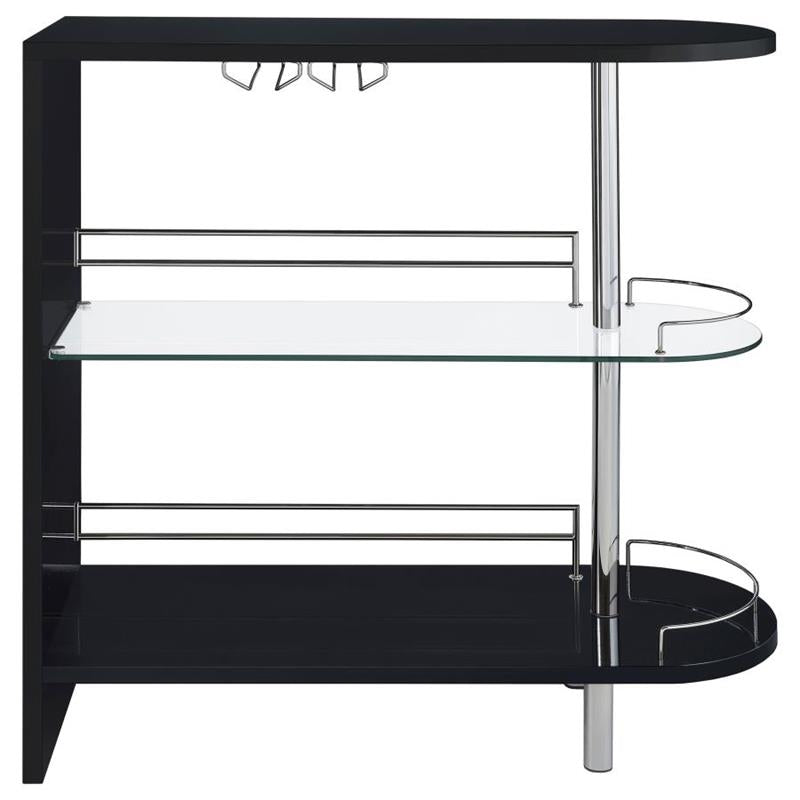 Adolfo 3-tier Bar Table Glossy Black and Clear (101063)