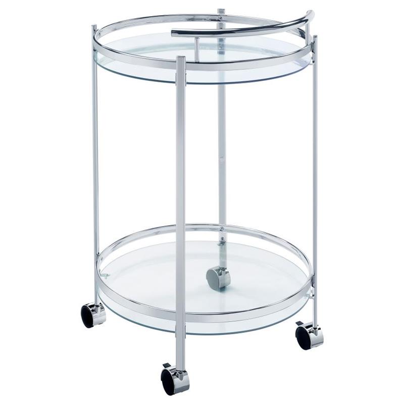 Chrissy 2-tier Round Glass Bar Cart Chrome (181367)