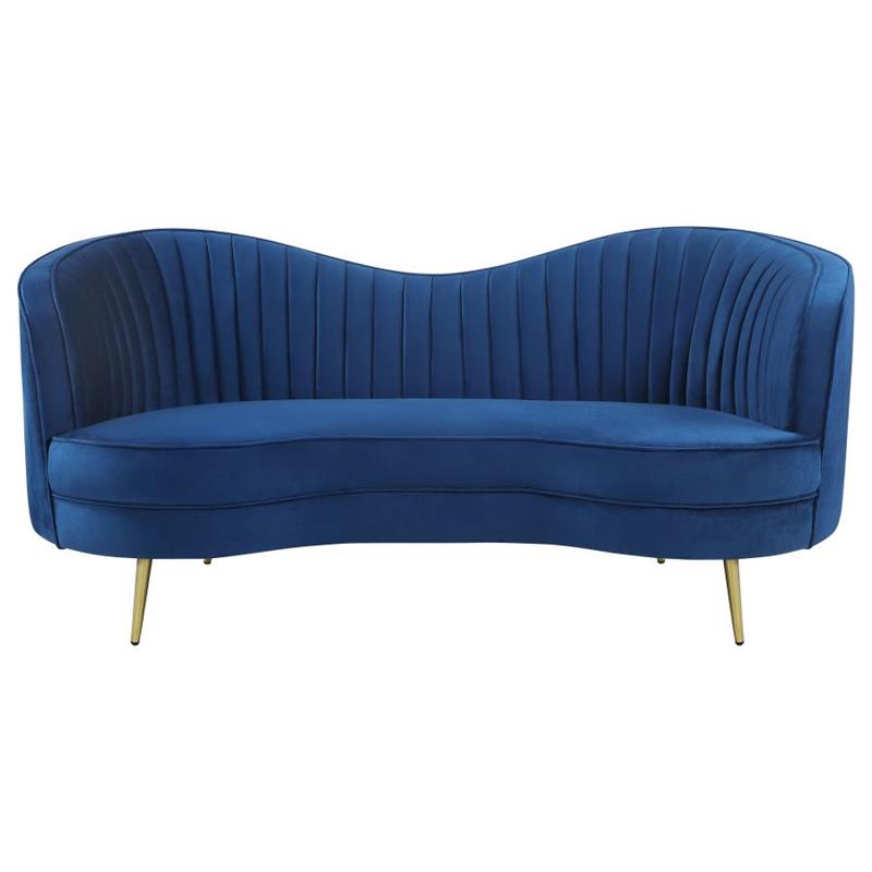 Sophia Upholstered Camel Back Loveseat Blue (506862)