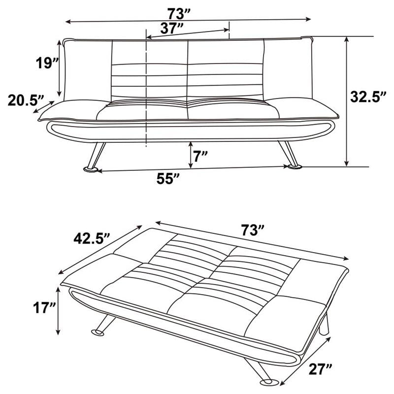 Julian Upholstered Sofa Bed with Pillow-top Seating Grey (503966)