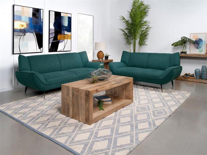 Acton 2-piece Upholstered Flared Arm Sofa Set Teal Blue (511161-S2)