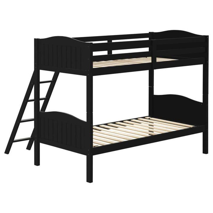 Arlo Twin Over Twin Bunk Bed with Ladder Black (405053BLK)