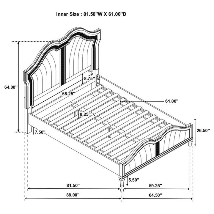 Evangeline Tufted Upholstered Platform Queen Bed Ivory and Silver Oak (223391Q)