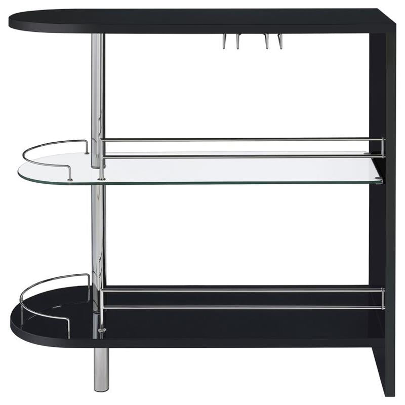 Adolfo 3-tier Bar Table Glossy Black and Clear (101063)