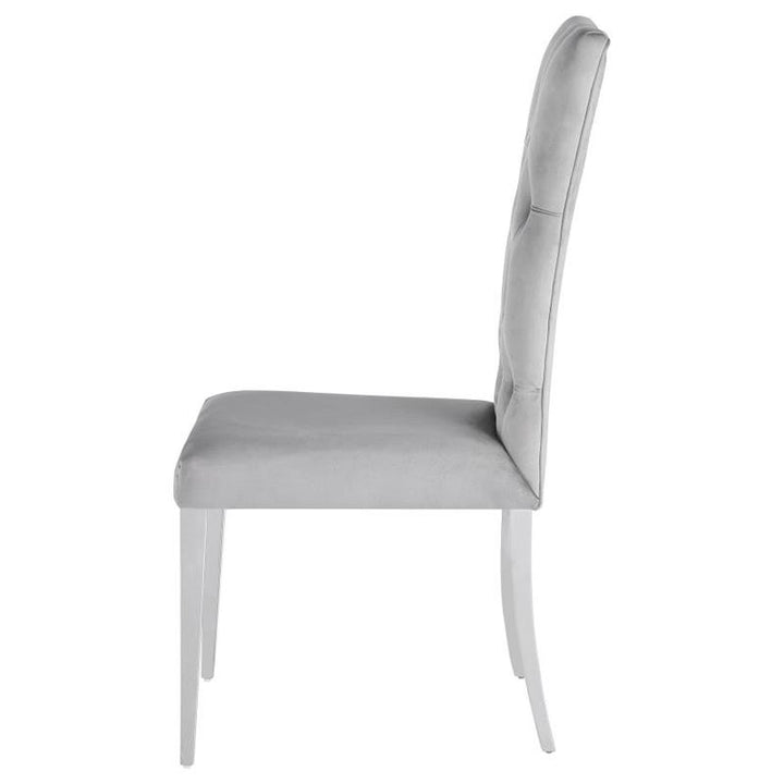 Kerwin Tufted Upholstered Side Chair (Set of 2) Grey and Chrome (111103)