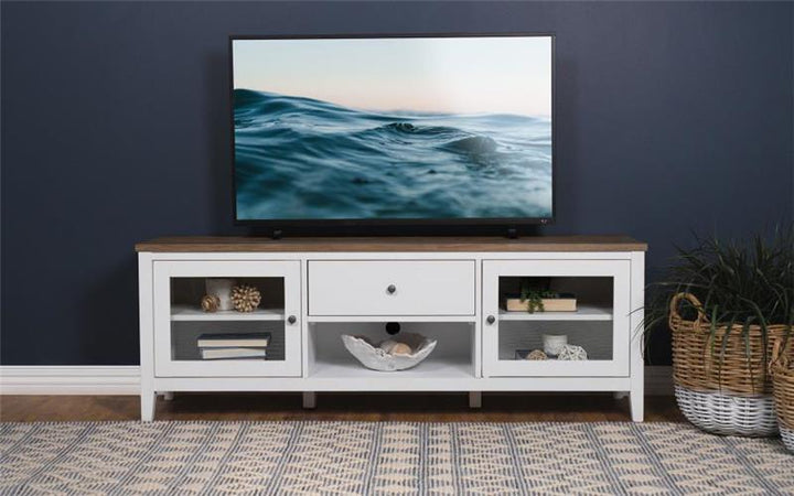 Angela 2-door Wooden 67" TV Stand Brown and White (708253)