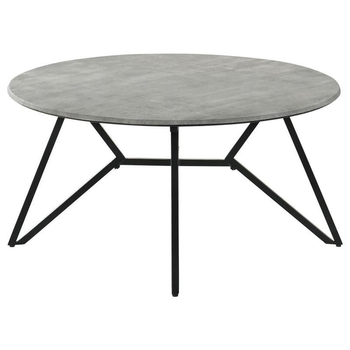 Hadi Round Coffee Table with Hairpin Legs Cement and Gunmetal (736178)