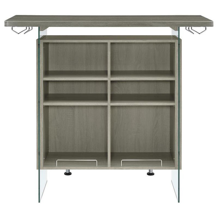 Acosta Rectangular Bar Unit with Footrest and Glass Side Panels (182631)