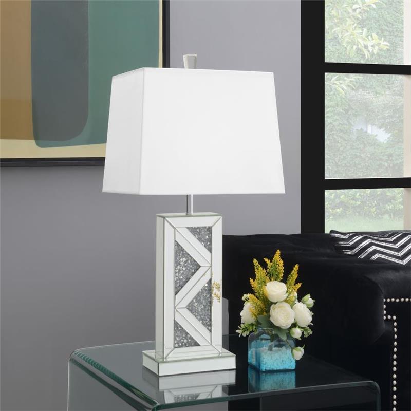 Carmen Geometric Base Table Lamp Silver (920141)