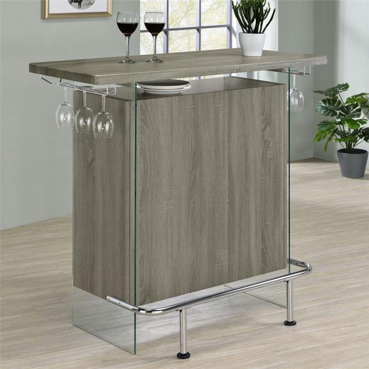 Acosta Rectangular Bar Unit with Footrest and Glass Side Panels (182631)