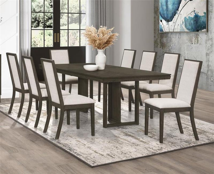 Kelly 9-piece Rectangular Dining Table Set Beige and Dark Grey (107961-S9)