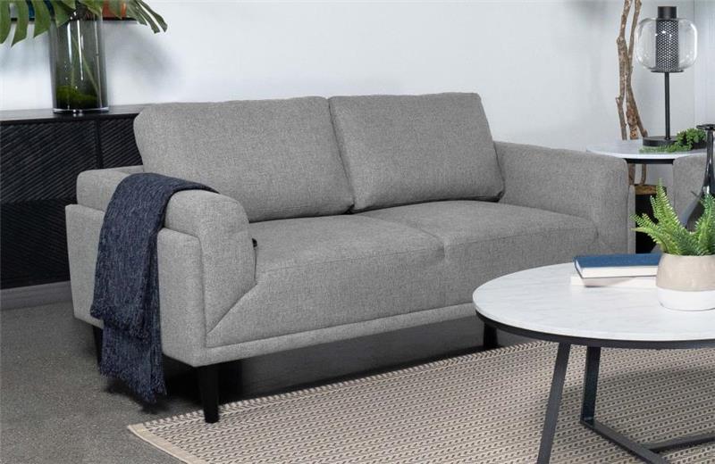 Rilynn Upholstered Track Arms Loveseat Grey (509525)