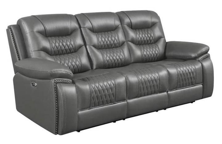 Flamenco Tufted Upholstered Power Sofa Charcoal (610204P)
