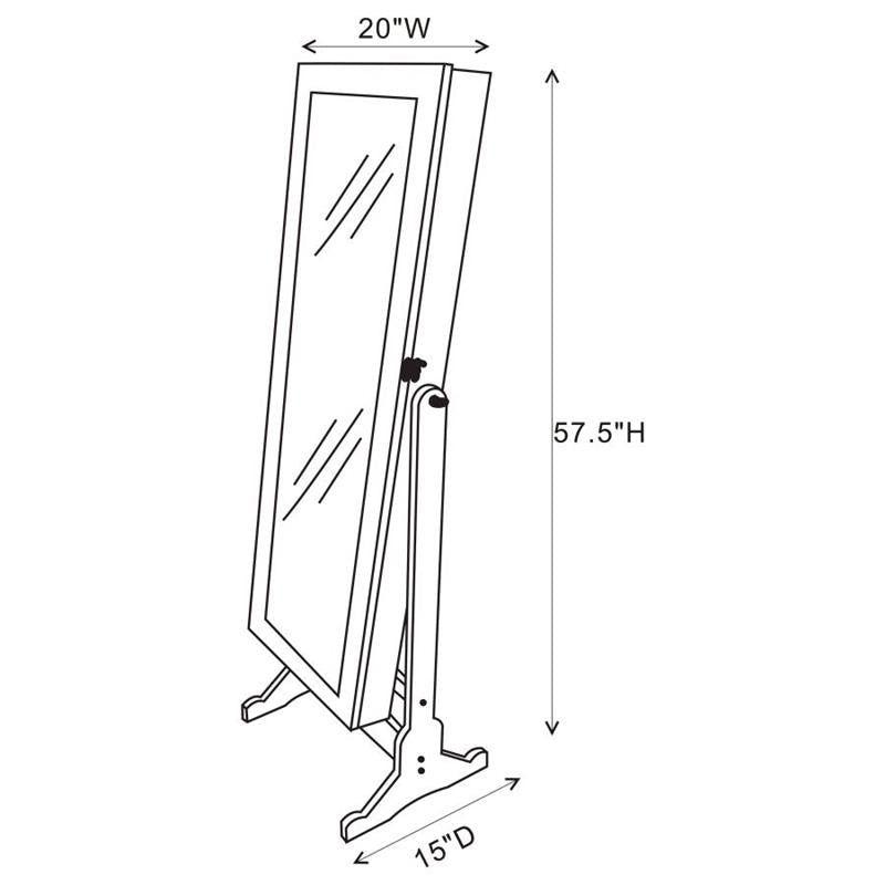 Zayas Storage Jewelry Cheval Mirror White (901827)