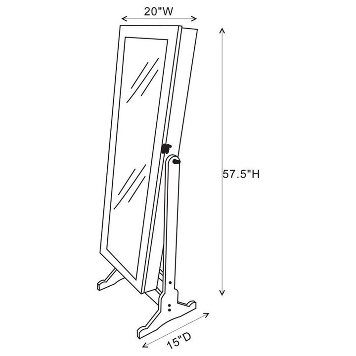 Zayas Storage Jewelry Cheval Mirror White (901827)