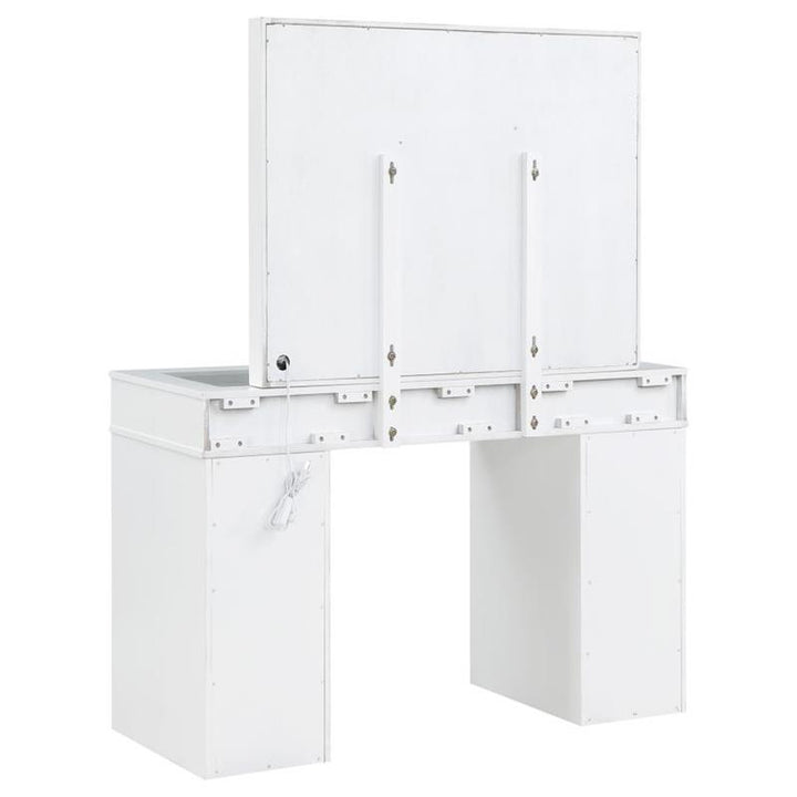 Regina 3-piece Makeup Vanity Table Set Hollywood Lighting White and Mirror (930245)