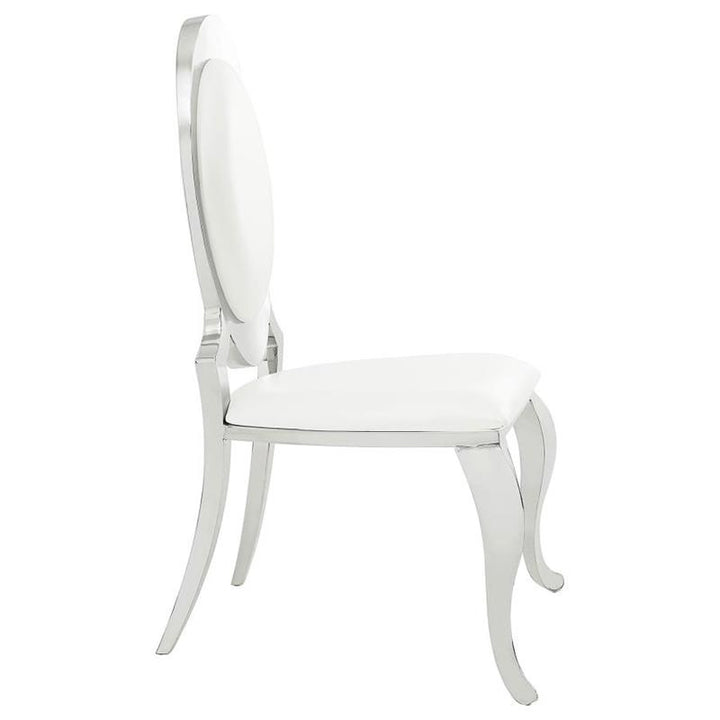 Anchorage Oval Back Side Chairs Cream and Chrome (Set of 2) (107872N)