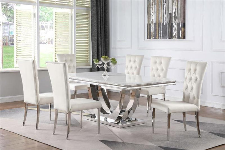 Kerwin 7-piece Dining Room Set White and Chrome (111101-S7W)