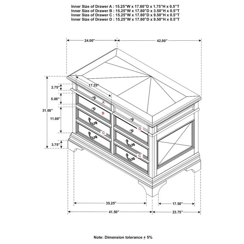 Hartshill 5-drawer File Cabinet Burnished Oak (881284)