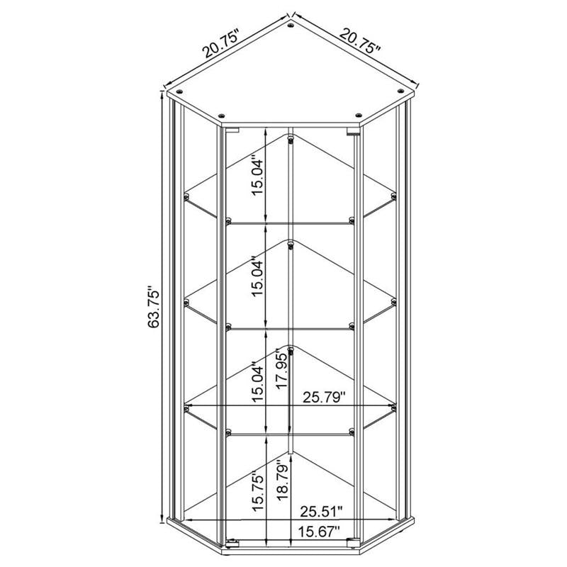 Zenobia Glass Shelf Curio Cabinet Clear and Black (953234)