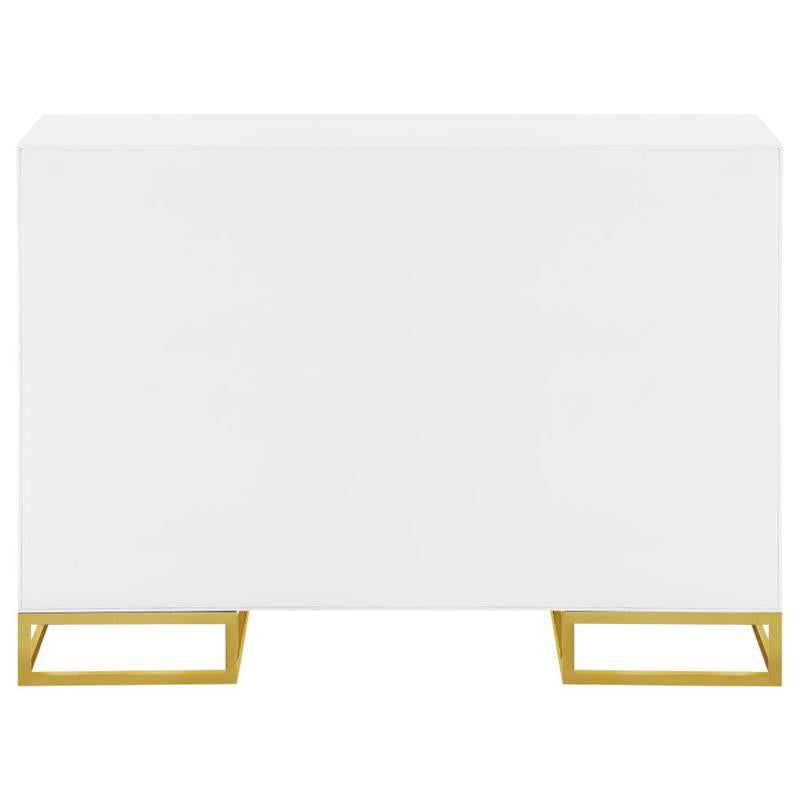 Elsa 2-door Accent Cabinet with Adjustable Shelves White and Gold (959594)