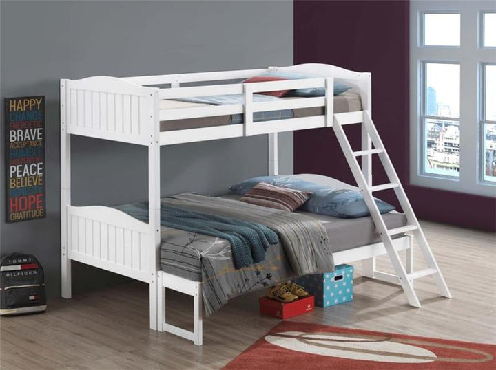 Arlo Twin Over Full Bunk Bed with Ladder White (405054WHT)