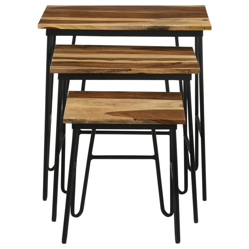 Nayeli 3-piece Nesting Table with Hairpin Legs Natural and Black (935981)