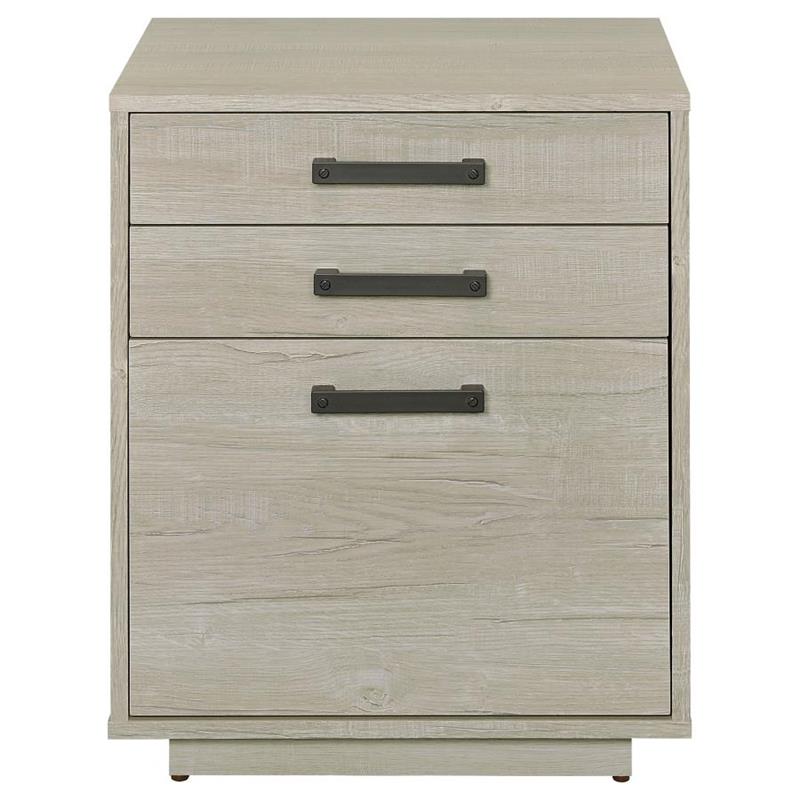 Loomis 3-drawer Square File Cabinet Whitewashed Grey (805882)