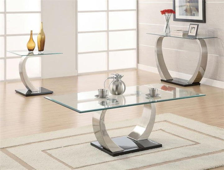 Pruitt Glass Top End Table Clear and Satin (701237)
