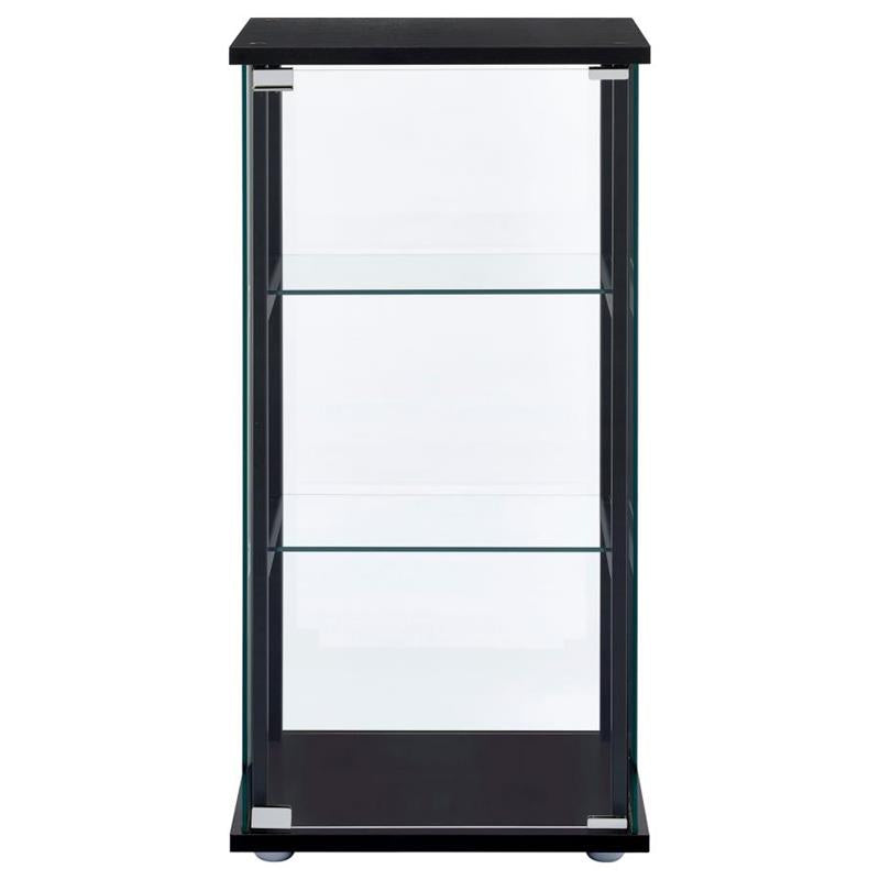 Cyclamen 3-shelf Glass Curio Cabinet Black and Clear (950179)