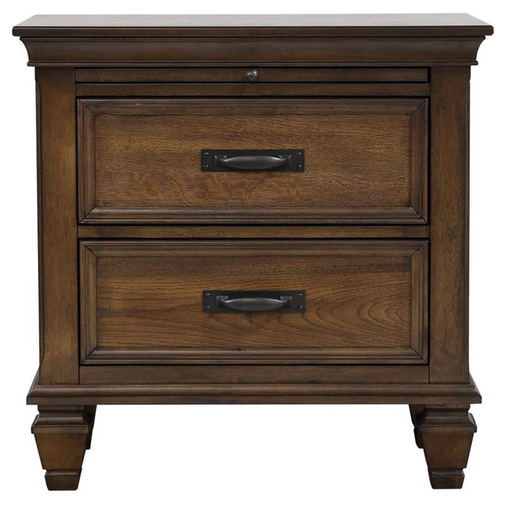 Franco 2-drawer Nightstand with Pull Out Tray Burnished Oak (200972)