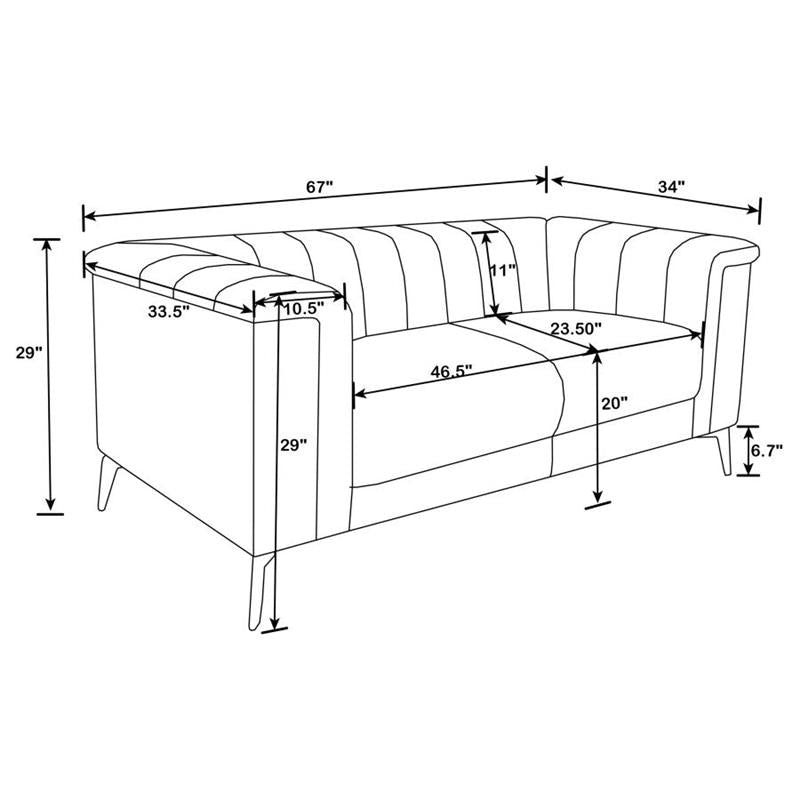 Chalet 3-piece Tuxedo Arm Living Room Set Blue (509211-S3)