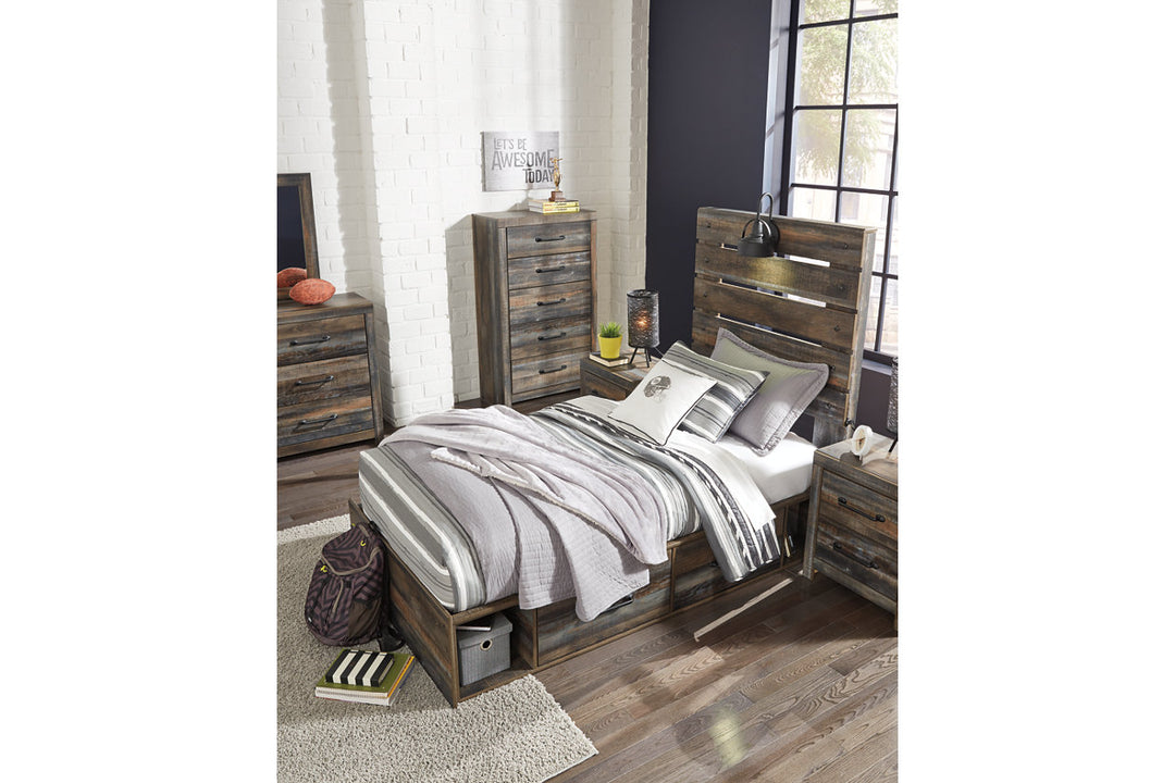 Drystan Twin Panel Bed with 2 Storage Drawers (B211B8)