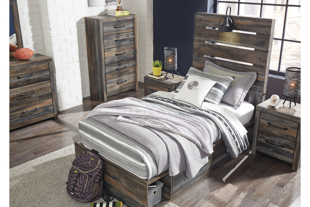 Drystan Twin Panel Bed with 4 Storage Drawers (B211B11)