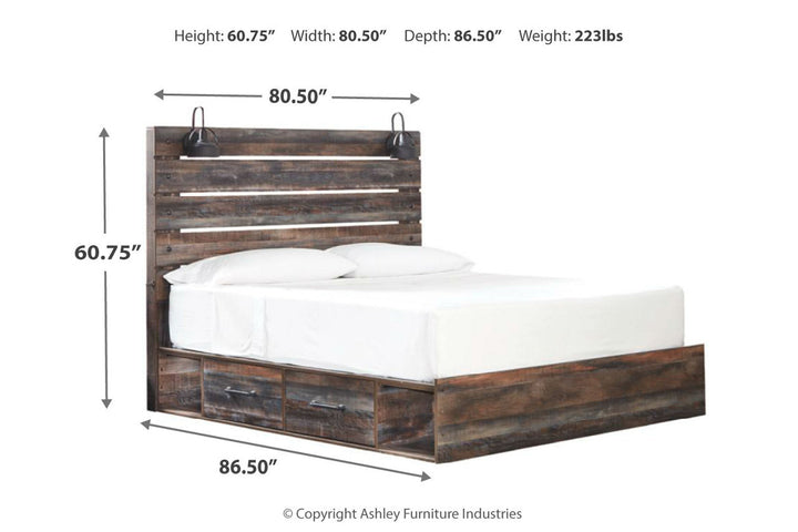 Drystan King Panel Bed with 2 Storage Drawers (B211B15)