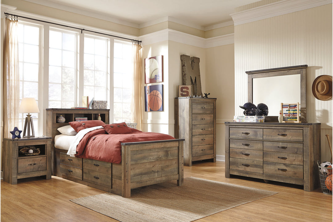 Trinell Twin Bookcase Bed with 2 Storage Drawers (B446B17)