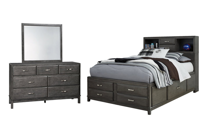 Caitbrook Full Storage Bed with Mirrored Dresser (B476B5)