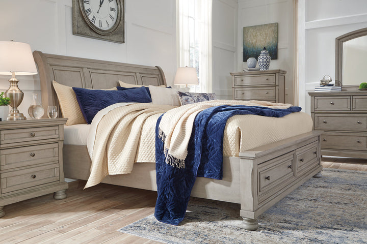 Lettner King Sleigh Bed with 2 Storage Drawers (B733B8)