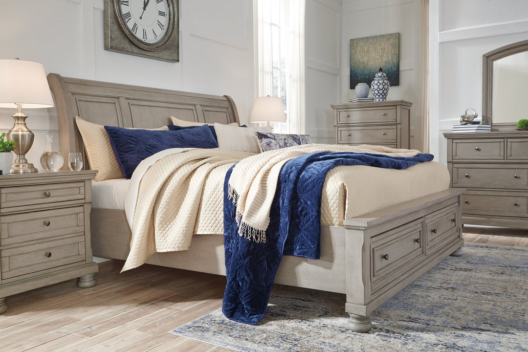 Lettner Queen Sleigh Bed with 2 Storage Drawers (B733B3)