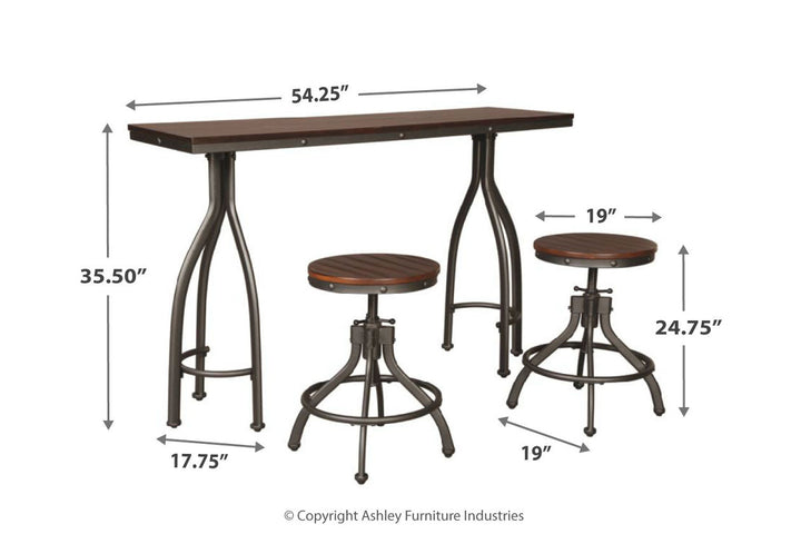 Odium Counter Height Dining Table and Bar Stools (Set of 3) (D284-113)