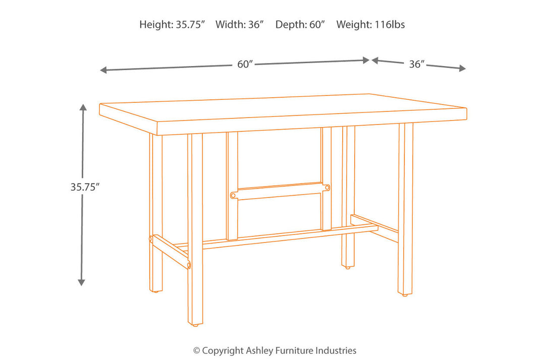 Kavara Counter Height Dining Table with 4 Barstools (D469D4)