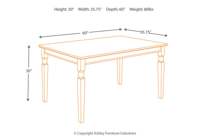 Owingsville Dining Table and 6 Chairs (D580D13)