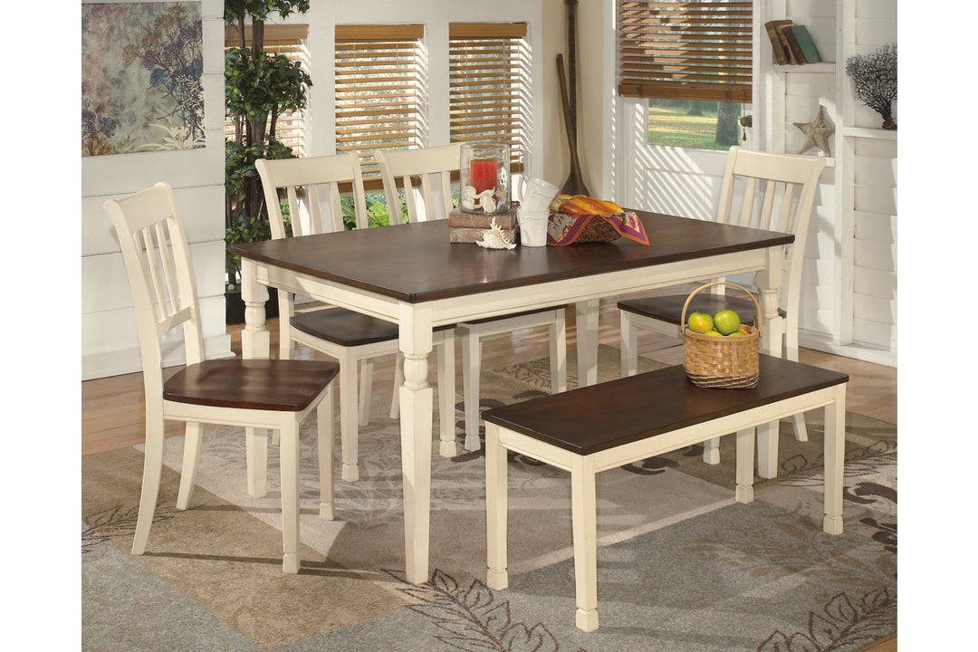 Whitesburg Dining Table with 4 Chairs and Bench (D583D10)