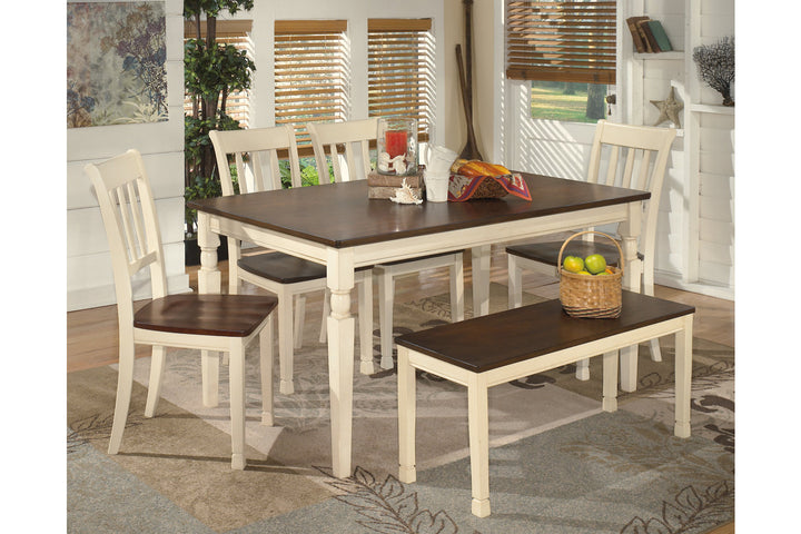 Whitesburg Dining Table with 4 Chairs and Bench (D583D10)