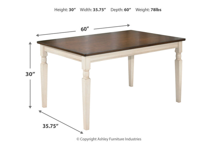 Whitesburg Dining Table with 4 Chairs and Bench (D583D10)